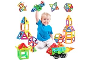 Darryy Bloc de Construction Magnétique Enfant, 46pcs Construction Magnetique Enfant,Jouet Jeux de Construction 3D Enfants Educatif Jeux Cadeaux pour Fille Garcon Enfants 3 4 5 6 7 Ans