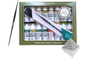 Silu- Silu Vallejo Model Color Camouflage Set 70.179. Set di vernici Vallejo con 16 palline di miscelazione in acciaio inox, modello colore per dipingere modelli, miniature e diorami