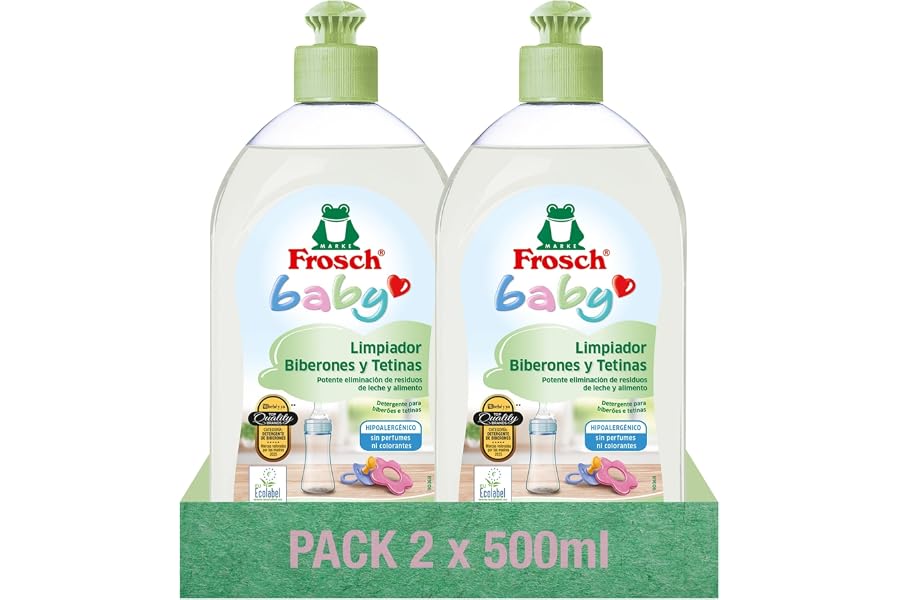 Frosch Baby - Detergente Ecológico Biberones, Tetinas y Chupetes con Pantenol | Limpiador Hipoalergénico y Sin Fragancias | P
