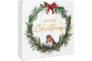 GEBETTER 40 pcs Christmas Paper Napkins Robin Merry Christmas Wreath Xmas Disposable Serviettes for Decoupage Party Table Decorations