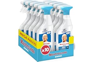 Mastro Lindo Detersivo Bagno, Anticalcare Spray, 10 Confezioni (10 x 500ml), Freschezza Ambi Pur, Rimuove fino al 100% di Residui di Sapone e Calcare, Doppia Potenza, Ingredienti di Origine Vegetale