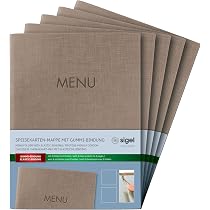 Speisekarten A4 SIGEL SM221 Speisekarten-Mappe A5 "Menu" Mit Gummi-Bindung, Strapazierfähiger Und Wasserabweisender Einband, Dunkelgrau/beige Mit