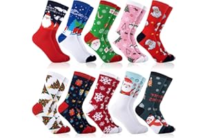RDDAIPE Calcetines Navidad 10 Pares, Calcetines Navideños Mujer Hombre 39-46, Calcetin Navidad Algodón, para Cumpleaños, Calendario Adviento