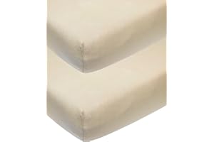 Meyco Baby Uni Spannbettlaken 2er Pack für die Babywiege (Bettlaken mit weicher Jersey-Qualität, aus 100% Baumwolle, perfekte Passform durch Rundum-Gummizug, atmungsaktiv, Maße: 40 x 80 / 90cm), Sand