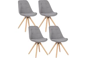 ‎WOLTU WOLTU Esszimmerstühle 4er Set, Küchenstuhl, Skandinavisch Design, schminktisch Stuhl, Loungesessel, Polsterstuhl, Retro Design Gepolsterter Stuhl, Sitzfläche aus Leinen, Grau, BH54gr-4