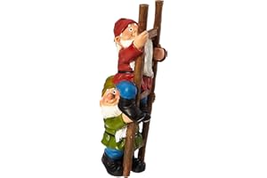Design Toscano Zwerg der die Leiter hochklettert Witzige Zwergenstatue, Polyresin, vollfarbe, 28 cm