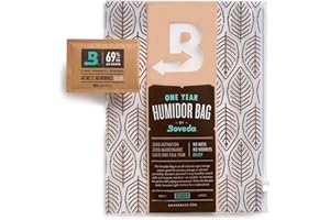 Boveda pour cigares | sac humidificateur de taille moyenne | sachet Boveda régulateur d'humidité dans les 2 sens à 69% d'HR inclus | rangement pour 10 à 15 cigares | 1 article
