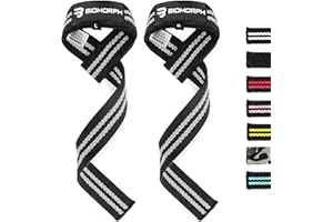 ‎BIOMORPH BIOMORPH Profi Zughilfen 60cm für Krafttraining, Fitness, Bodybuilding (extrabreit gepolstert) - Lifting Straps für Frauen und Männer (versch. Farben) mit Anleitung