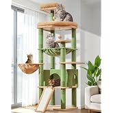 Taoqimiao Large Cat Scratching Trees 72 in, Wide Platforms | Cat House, Metal Hammock, Basket, Cat Tower, 5 Sisal Posts and S