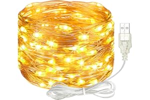 litogo USB Fairy Lights, 5M 50LED USB String Light, Silver Wire Fairy Lights for Indoor, Christmas, Bedroom, Party, Wedding(Warm White)