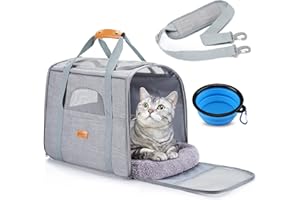 Morpilot Katzentransportbox für große Katzen und Welpen bis 7kg, Katzenbox Hundetasche mit Sicherheit Reißverschlüsse Faltbare Schale, Transportbox Katze Hunde für Der Gang zum Tierarzt Auto Fugzeug