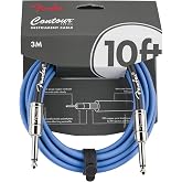 Fender Contour Câble Instrument Jack 6.35mm Droit/Droit 3m Bleu | Câble pour guitare électrique, fiches droites 6,35 mm, blin