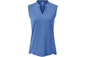 YSENTO Damen Sport Tank Top Ärmelloses Golf Poloshirt Atmungsaktive Tennis Shirt Oberteile mit V-Ausschnitt