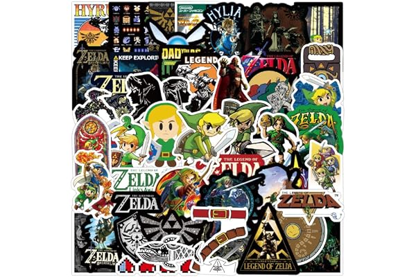 Bric Dodo Lot de 50 autocollants The Legend of Zelda pour ordinateur portable, téléphone, guitare, skateboard, ordinateur portable, moto, vélo - En vinyle imperméable - Esthétique - Pour adolescents