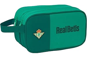 Safta Real Betis BALOMPIÉ - Neceser Escolar Infantil Grande, Neceser Infantil, Adaptable a Carro, Ideal para Niños de 5 a 14 Años, Cómodo y Versátil, Calidad y Resistencia, 26x12.5x15 cm