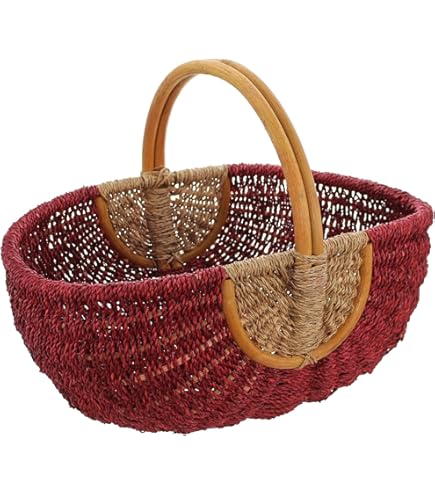 Rattan Tragekorb Mit Bügel - 50x35x43cm Einkaufskorb Aus Peddigrohr