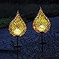 Gadgy Solar Gartenleuchten mit Erdspieß Tropfen | Set mit 2 Stück | LED Gartenstecker aus Metall | Gartendeko für Außen…