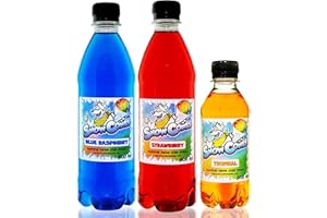 SNO-TUBZ Blue Raspberry & Strawberry Syrup Pack with Free Tropical - Compatible with All Slush Puppie - Slushie - Slushy & Snow Cone Machines