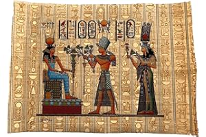 Ancient Egyptian Paintings - Papyrus Painting - Ramses II und Göttin Hathor - Ungerahmt - 33 x 22 cm