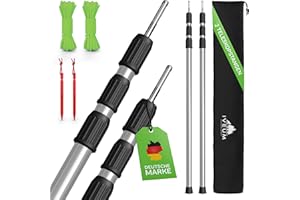 ‎IVEUM IVEUM Robuste Sonnensegel Stangen – Zeltstangen inkl. Heringe, Schnüre und Tasche – Sonnensegel Teleskopstangen – Tarpstangen für Tarp…