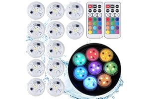 ALED LIGHT 12 Pezzi Mini Luci per Piscina, Impermeabile RGB LED Lampadine Luce Subacquea, Immersione Subacquea Candele LED Subacquea Light con Telecomando per Stagno, Vaso, Vasca da Bagno, Acquario