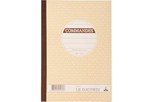 Le Dauphin - Réf. 1182D - Lot de 5 manifolds COMMANDES - papier autocopiant - duplicata (1original et 1 copie) - 50 feuilles - format 21 x 14,8 cm - couverture vernie