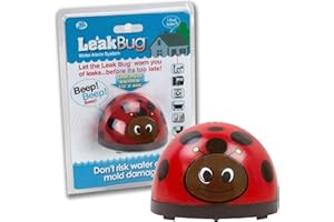 SCS Direct Water Alarm- Leak Bug Flood Detector detects as little as 1/32 Inch of Water- Electronic Overflow Alert Sensor Beeps When Battery is Low Leak Bug
