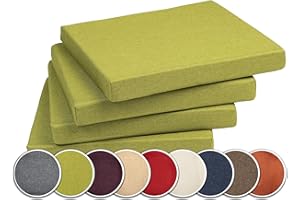 sunnypillow Set di 4 Cuscini per Sedia con Nastri - 40 x 40 cm - Comodi Cuscini da 5 cm di Spessore, per Sedie/Panche in Casa e in Giardino - Seduta Per uso Interno ed Esterno - Verde