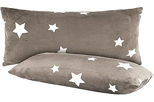 BaSaTex Gwiazdy flausz poszewki na poduszki zimowe pluszowe Nicky-Teddy Cashmere-Touch | 2 szt. 40 x 80 cm | Kolor: taupe