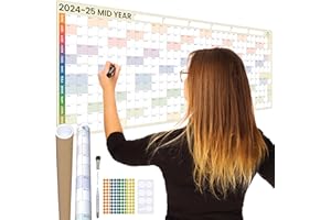 Agosto 2022,julio 2023 Planificador de pared de mediados y año académico Reino Unido, 119x42 cm, mini borrador y pegatinas, oficina escolar familiar por Glacient