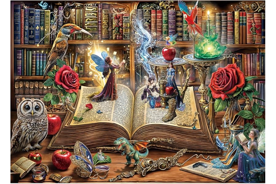 Puzzles 1000 Pieces for Adults jigsaw puzzles for adults 1000 Piece Puzzle Challenging Game for The Whole for Women, Gifts for Men, Theme:Magic Book House