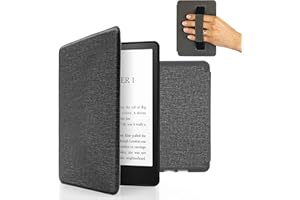 MyGadget Etui na Amazon Kindle 10. generacji (model 2022 - 6 cali) magnetyczne etui z klapką - ochraniacz w stylu książki, z elastycznym paskiem na rękę - jasnoszary