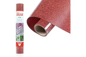 Siser® Glitter Rosso, 30cm x 0,5mt, Vinile Termotrasferibile Termoadesivo Glitterato per la Personalizzazione dei Tessuti, Abbigliamento e Accessori, Hobby Creativi, Facile da Tagliare