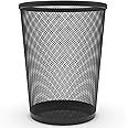 Circular Mesh Waste Paper Bin, Lightweight Waste Basket Garbage Can, Metal Trash Bin Ideal for Kitchen Home Office Dorm Room Living Room Desk Bedroom (Black)