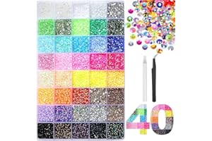 32000 Strasssteine für Nägel, 40 Farben 3 mm flache Rückseite, Strassstein-Set mit Pinzette und Stift für DIY-Bastelarbeiten, Kleidung, Becher, Tassen, Schuhe, Stoff und Nagelkunst
