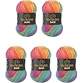 Wollbiene Batik 5040 Knitting Yarn 100 g / 500 g - Multi-Coloured with Gradient - Pack of 5