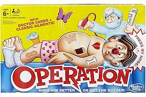 Hasbro Gaming Classic Operation Game, Electronic Board Game with Cards, Indoor Game for Kids Ages 6 and Up