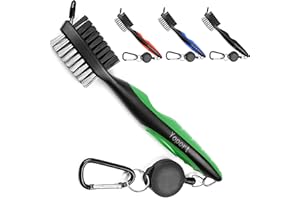 Yoport Golf Club Brush and Club Groove Cleaner 2 Ft Retractable Zip-line Aluminum Carabiner, Lightweight and Stylish, Ergonomic Design, Easily Attaches to Golf Bag