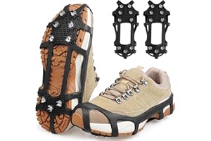 OROOTL Crampons Ice Cleats for Shoes, Ice Grips Snow Traction Cleats Non-Slip 9 Point Ice Cleats Ice Snow Grippers Overshoe for Winter Hiking Climbing Ice Fishing Running Walking on Snow & Ice