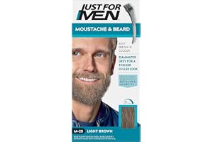 Just For Men skägg och mustasch färg ljusbrun, eliminerar grått hår och ger dig ett tjockare och fylligare utseende, M25