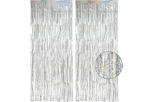 ‎GREATRIL Lametta Vorhang Silber Glitzer - GREATRIL Metallic Party Vorhänge Foto Hintergrund Folien Luftschlangen Deko für Geburtstag Disco Silberhochzeit Abschluss Weihnachten Silvester Party Dekoration