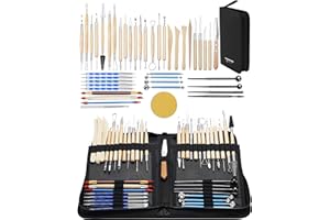 ‎TEMONTIAN Töpfer-Ton-Modellierwerkzeuge, 44 Doppelseitige Professionelles Tonwerkzeug Töpferwerkzeug-Set mit Tragetasche für Keramik-Ton-Sculpting Tools, Modelierwerkzeugset, Pottery Sculpting Tools
