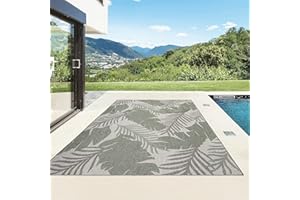 TacaHome Outdoor Teppich I UV-Stabil Für Drinnen und Draußen I Terrasse Balkon Garten Wohnzimmer Badezimmer Küche Flur Läufer | 80 x 150 cm Tropen Grün
