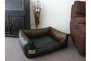 Hundebettenmanufaktur 105 cm X 80 cm Panier de Chien Similpelle Cuir synthétique Noir/Marron