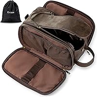 Elviros Borsa da Toilette grande da Viaggio Beauty case Borsa in pelle resistente all'acqua Organizer per Articoli da Toelett