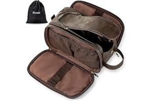 Elviros Kulturbeutel Herren aus PU-Leder große Kulturtasche Damen wasserdichte Reise-Kulturtasche Waschtasche im Bade Kosmetiktasche mit einem Nass-Trockenbeutel