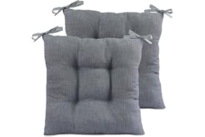 TIENDA EURASIA – Pack de 2 Cojines para Asiento | 50% Algodón y 50% Poliéster | 40x40x8 cm | Funda de Tela Lavable | Cremallera | Relleno de Fibra Acolchada | Cojines Exterior Jardin (Gris Claro)