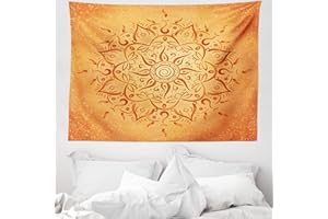 ABAKUHAUS Hoja Tapiz de Pared y Cubrecama Suave, Naranja Árabe Mandala, Material Resistente, 150 x 110 cm, Naranja