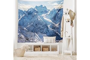 ABAKUHAUS Natur Wandteppich, Wilde Untrodden Natur aus Weiches Mikrofaser Stoff Waschbar ohne Verblassen Digitaldruck, 150 x 110 cm, Blau Weiß