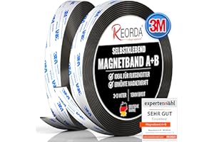 REORDA® Magnetband A B (EXTRA STARKER 3M KLEBER) selbstklebender Magnetstreifen für Fliegengitter & Moskitonetze für beste gegenseitige Anziehung - Magnetband selbstklebend